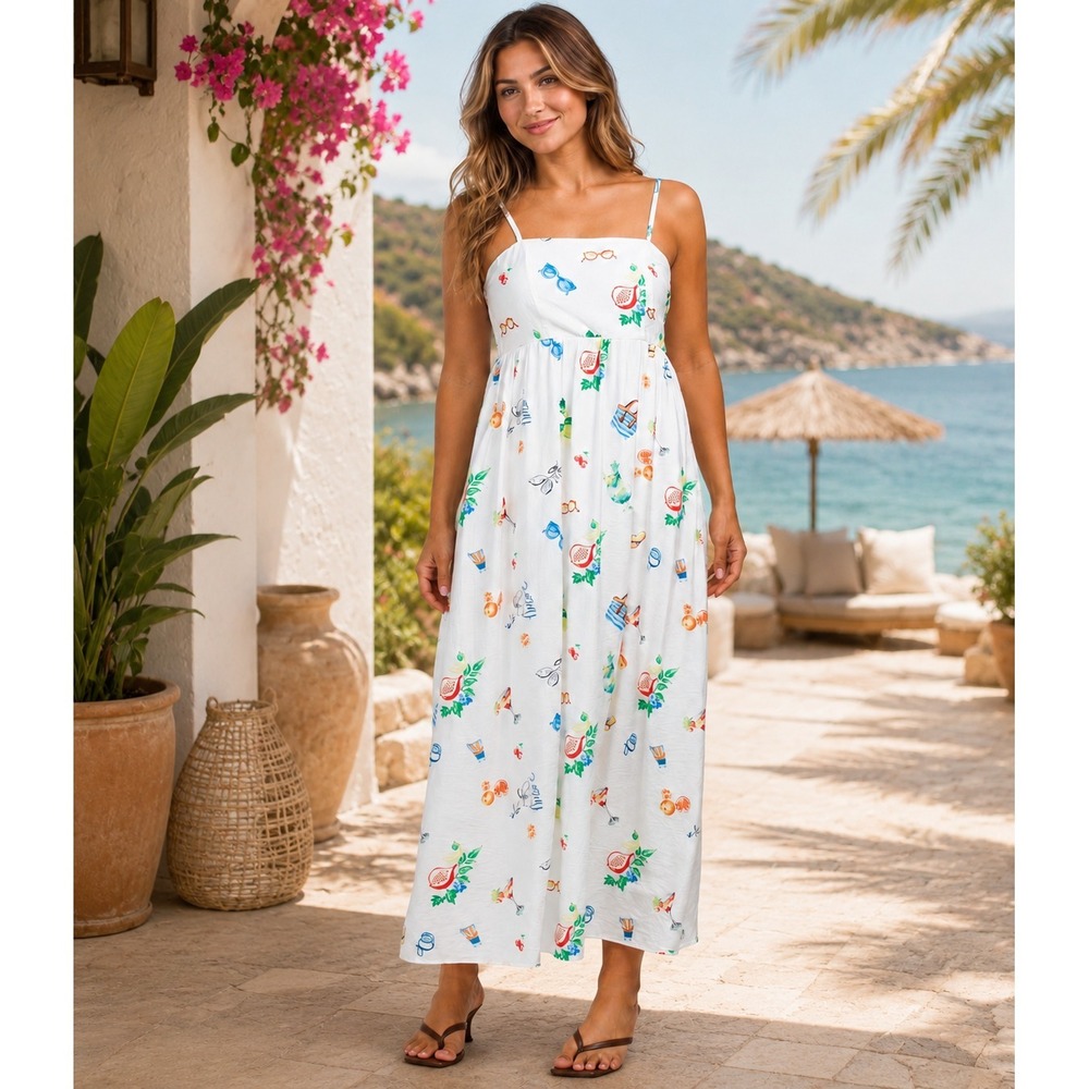RACHEL ZOE Womens New Maxi Dress Smocked US 10 Novelty Print Resort
